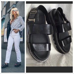 Calvin Klein Italy Marli Leather Strap Sandal